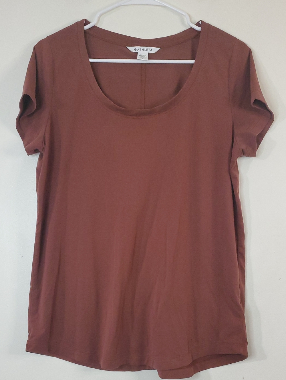 Athleta Stratus T-Shirt Size Small Polyester Modal  Spandex Brown Cap Sleeve